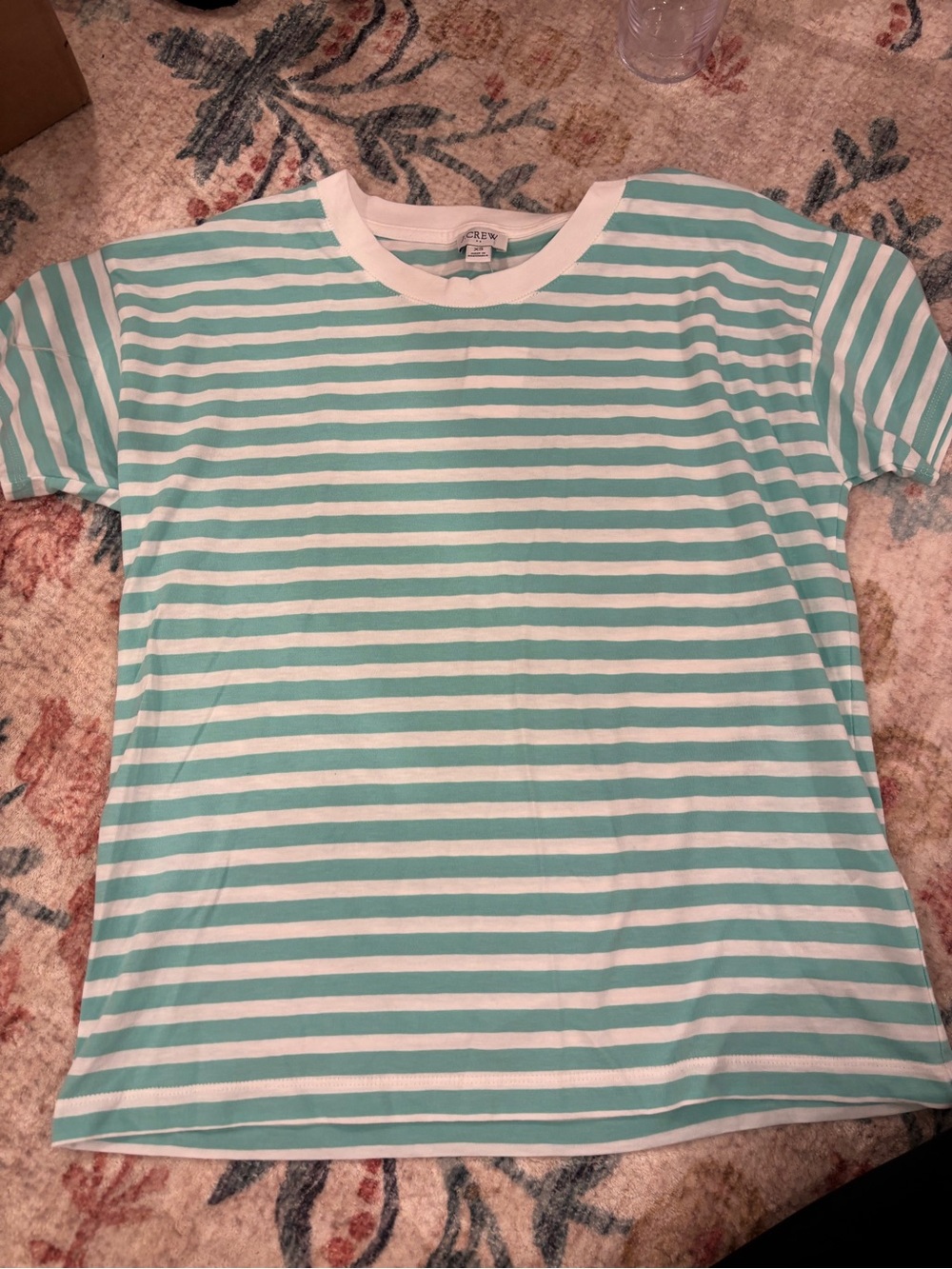 J. Crew Factory Mint Green & White Striped Tee